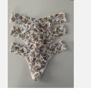 NEW Hanky Panky Daily Lace Original Rise Thong Set of 3 Forever Gold One Size
